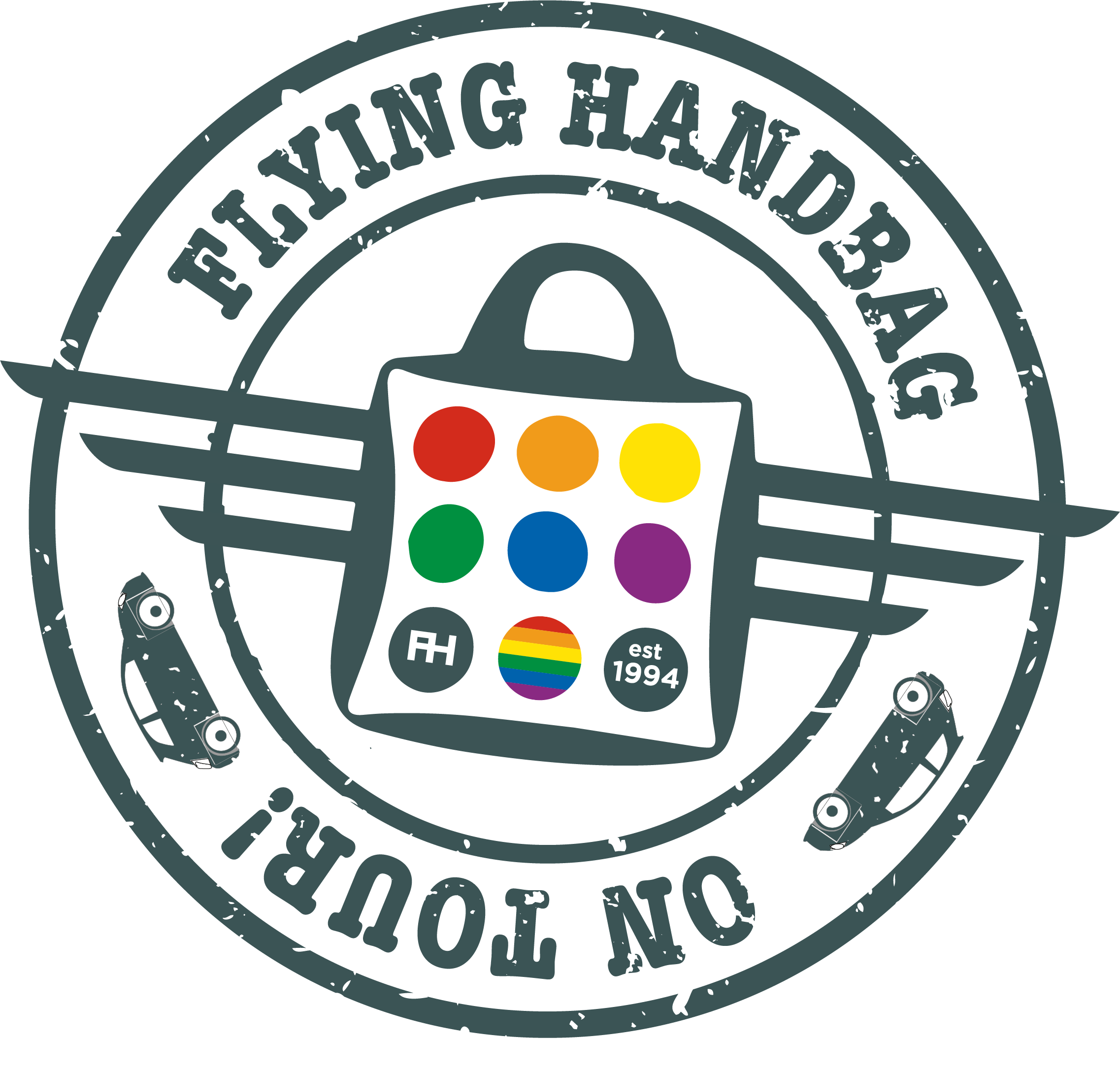 Flying handbag on tour logo