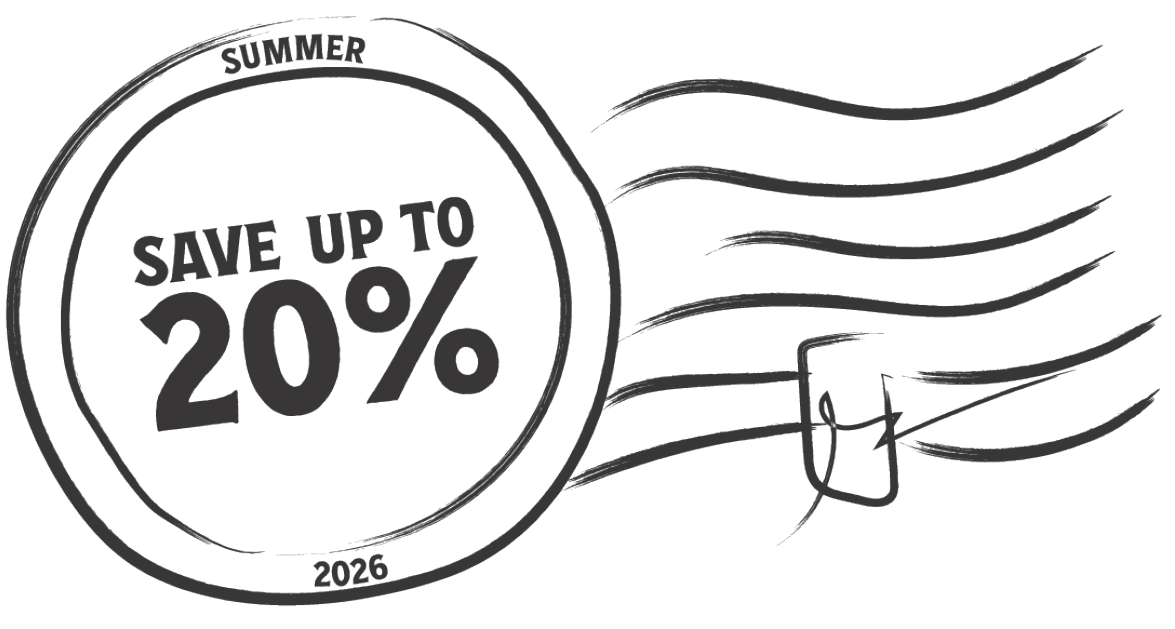 Up to 20% off summer sale stamp